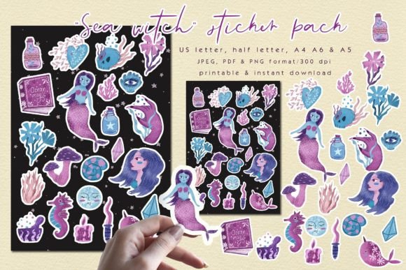 Download Sea Witch Sticker Pack / Printable - Premium Bundle